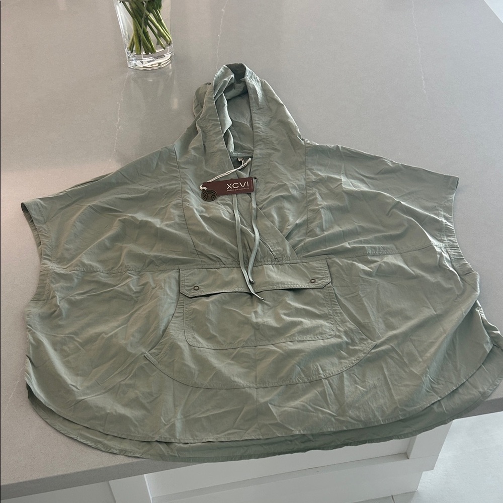 XCVI Sage Green Hooded Poncho